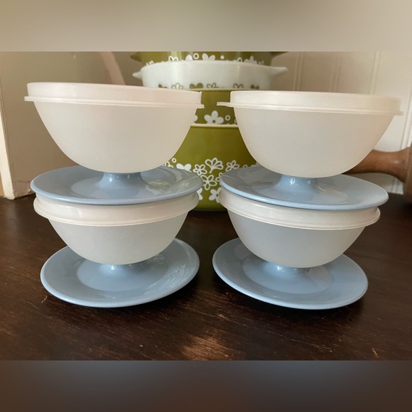 Vintage Tupperware Blue Parfait Pudding Dessert Cups❤️ - Picture 2 of 13